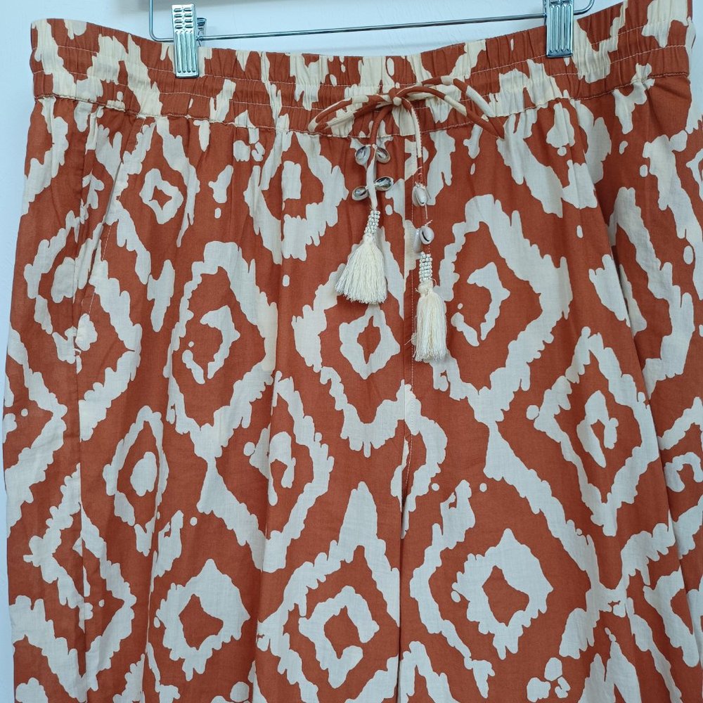 Haute Hippie Pant Wide Leg Cotton Tribal Ikat Boho Size X Large - Picture 7 of 14